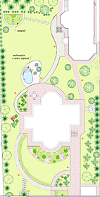 проектный план планирования участка под застройку дома и посадку растительности исп. архитектор-дизайнер Г.В.